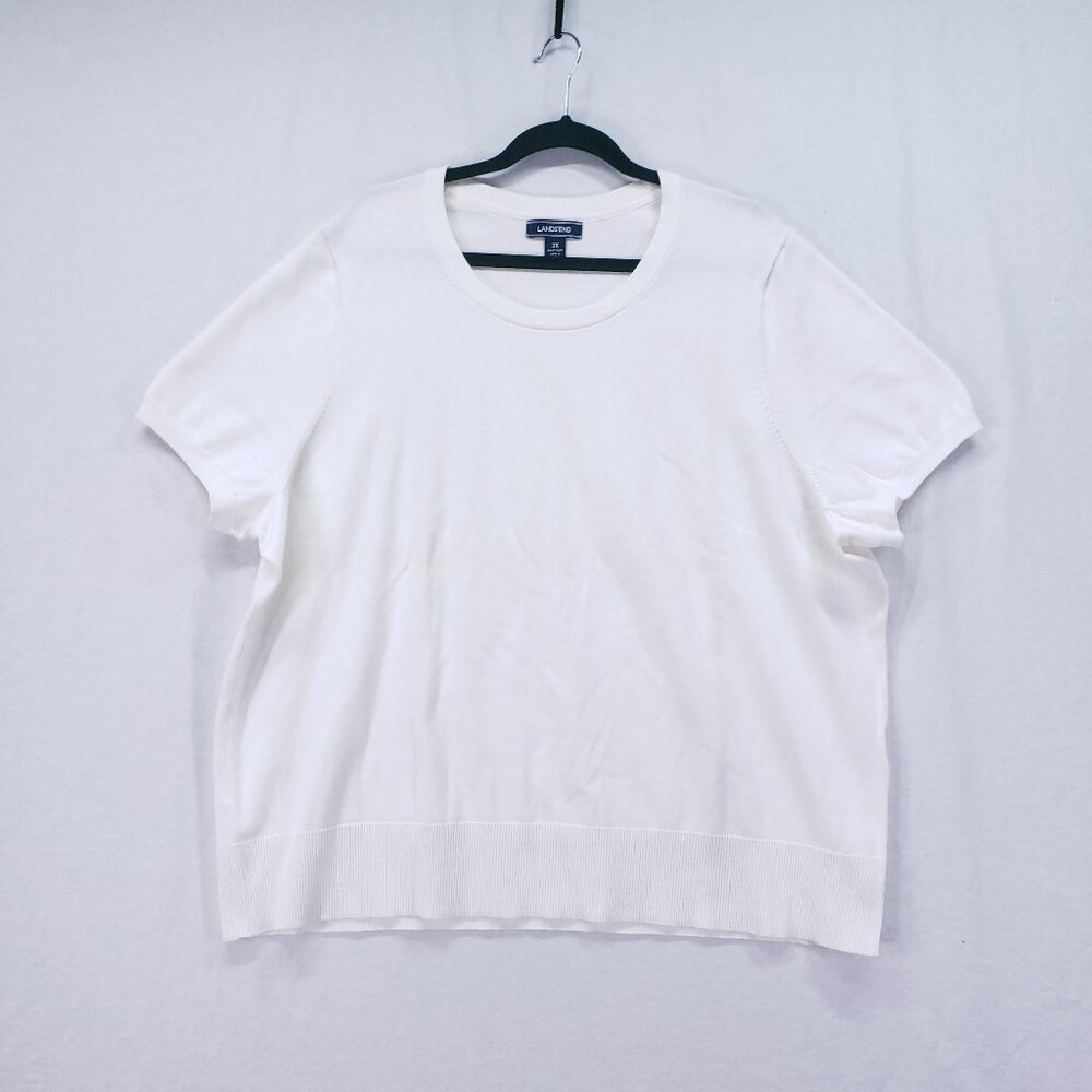 Lands' End Solid White Minimalist Thick Short Sleeve T-shirt Plus Size 3X